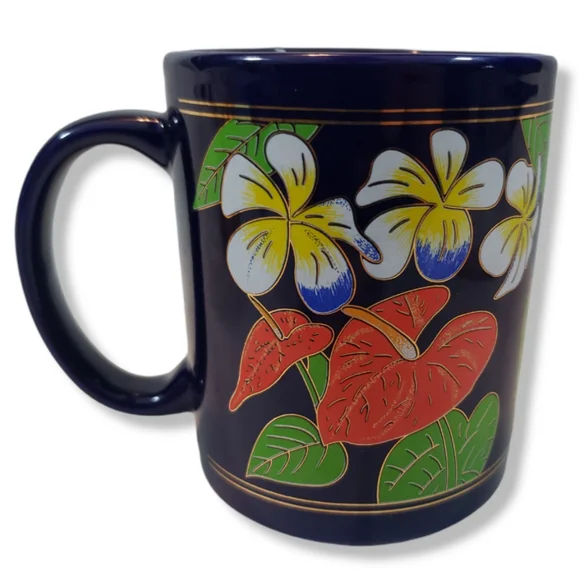 Vintage Hawaii Mug RBCI Artist D.K. Hayes Hawaiian Floral Hibiscus Flower VTG - Picture 2 of 6